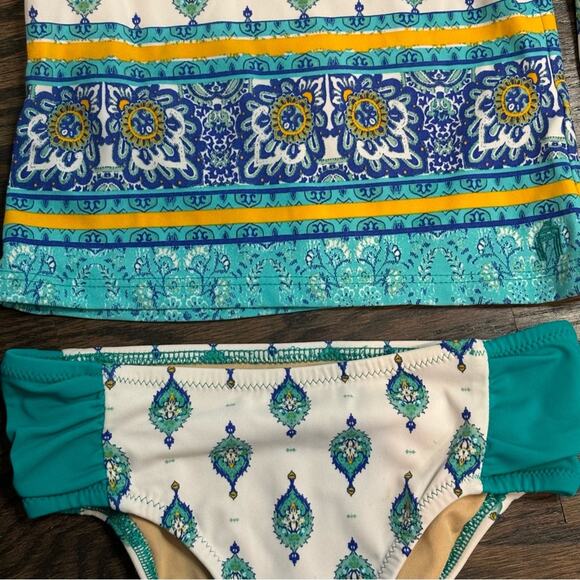 Cabana Life Rash Guard Bikini Set White Green Print 6-12 Months - Picture 5 of 10